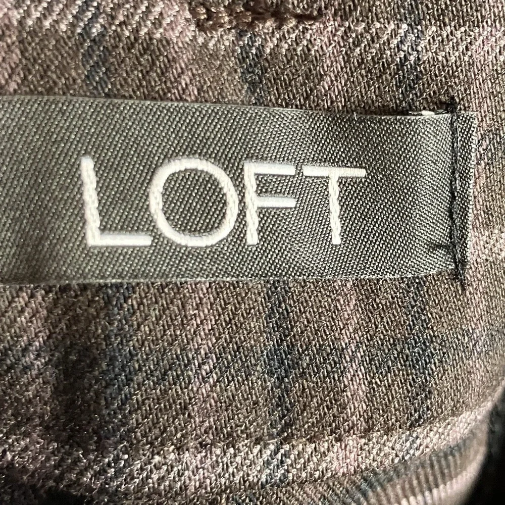Loft Pants Womens Size 16‎ Brown Plaid Hi Waist Skinny Leg Trouser Side Zip